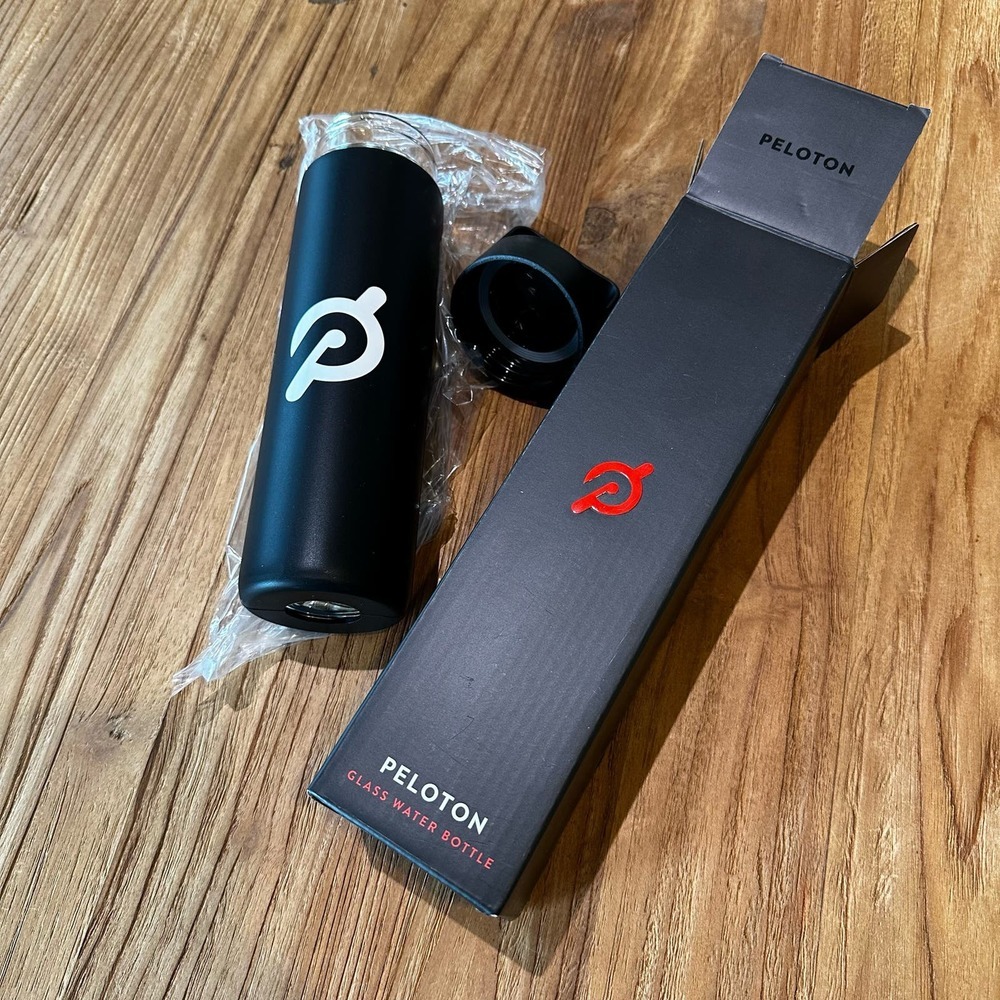Peloton Black Glass Water Bottle Unisex‎ Reusable Eco Friendly
